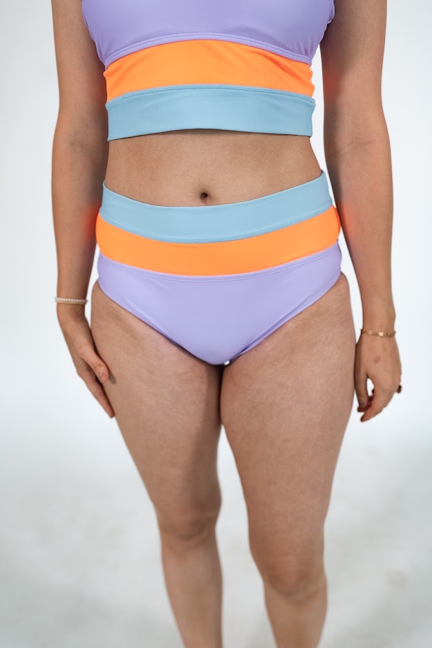 CHGBMOK Women's Swimsuits Three Piece Set Print Color Blocking