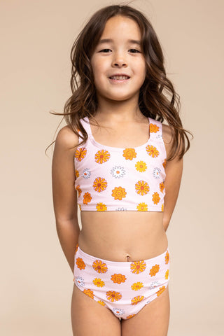 Girl's Basic Bikini | Yellow/Orange Floral