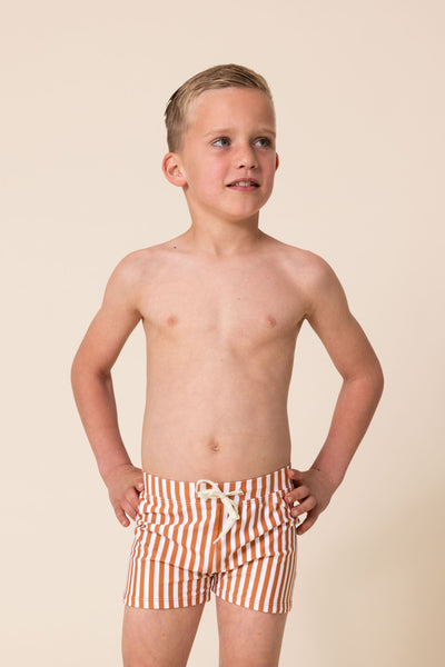 Boy's Euro Short | Terracotta Stripe