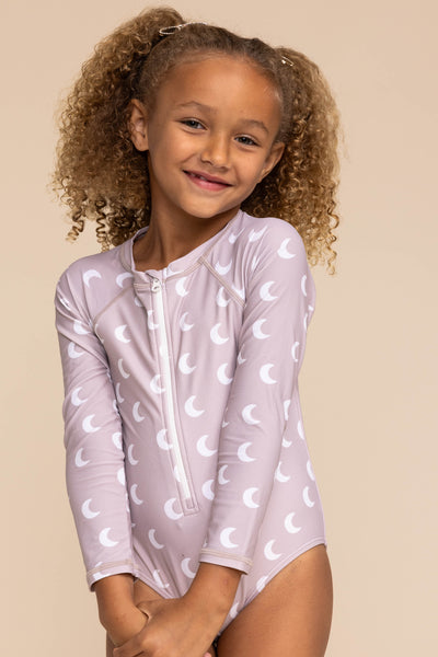 Girl's Zip Up Rashguard | Moons