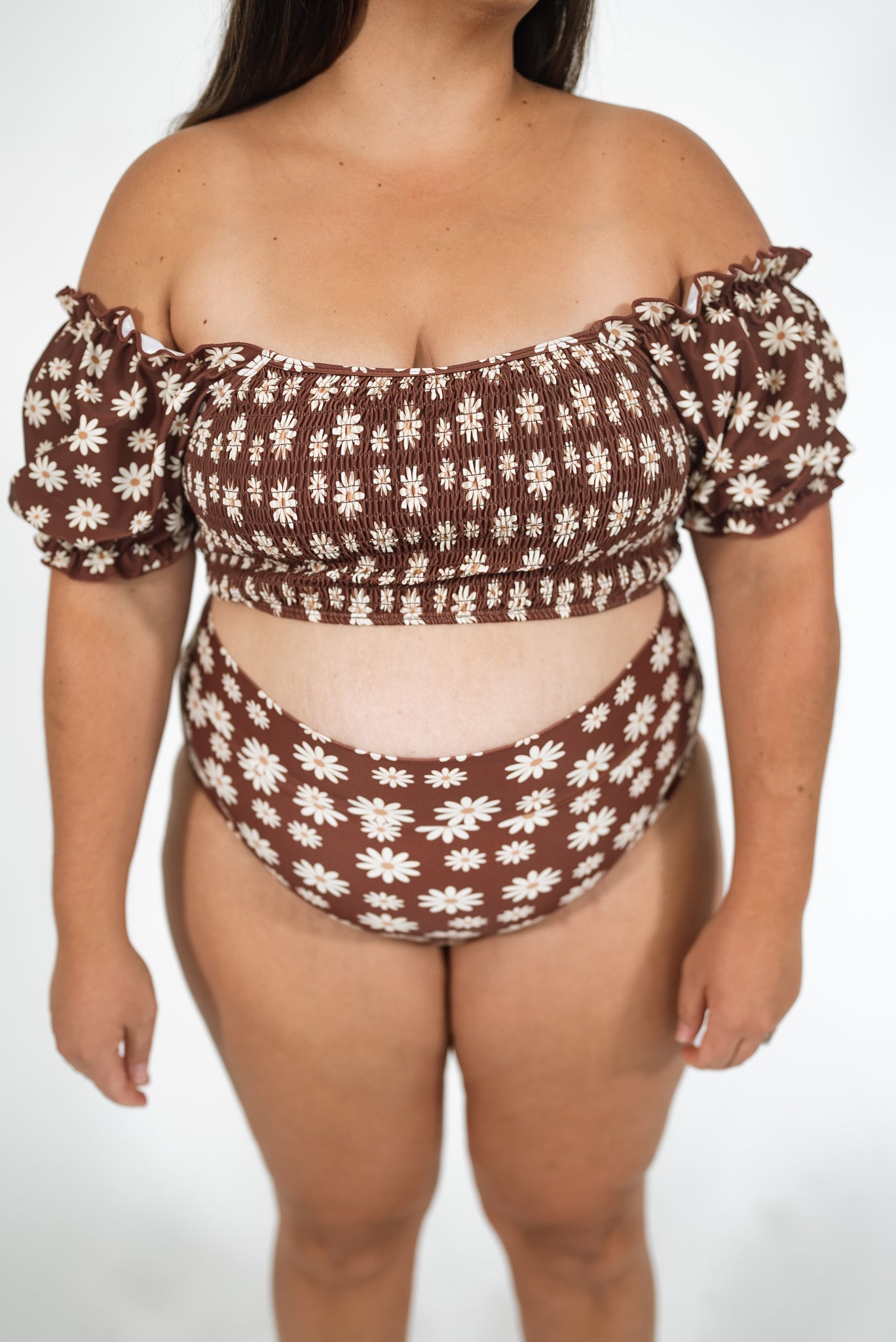 Women's Sleeved Bikini | Warm Brown Floral