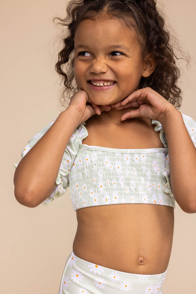 Girl s Sleeved Bikini Green Daisy Roco Swim girl-s-sleeved-bikini-green-daisy-roco-swim